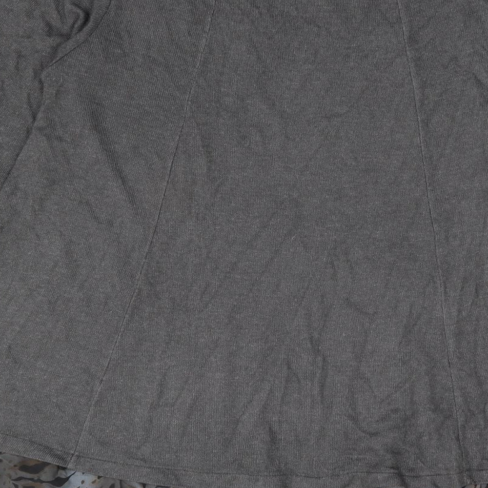 Blue Vanilla Womens Grey Round Neck Geometric Viscose Tunic Jumper One Size