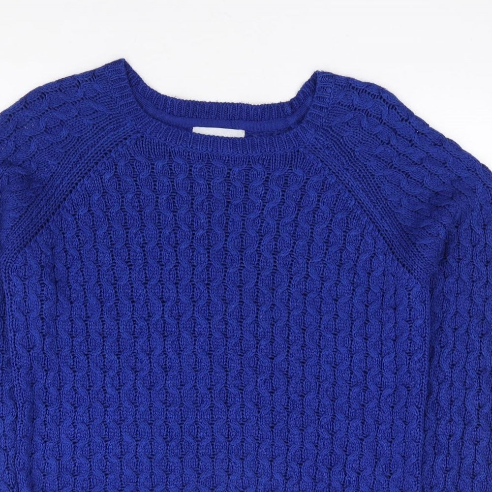 Red Herring Womens Blue Round Neck Acrylic Pullover Jumper Size 12