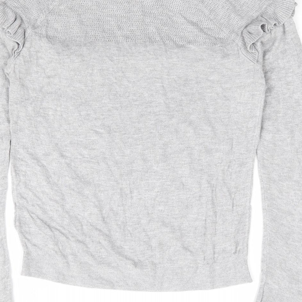 NEXT Womens Grey Round Neck Viscose Pullover Jumper Size 6