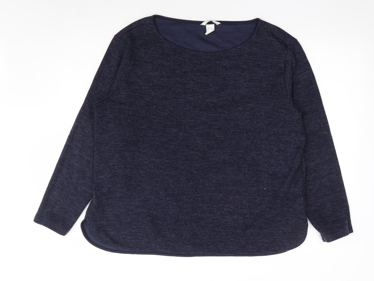 H&M Womens Blue Boat Neck Polyester Pullover Jumper Size XL