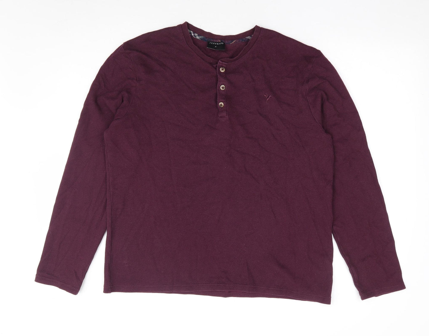 Jeff & Co Mens Purple Polyester T-Shirt Size M Henley