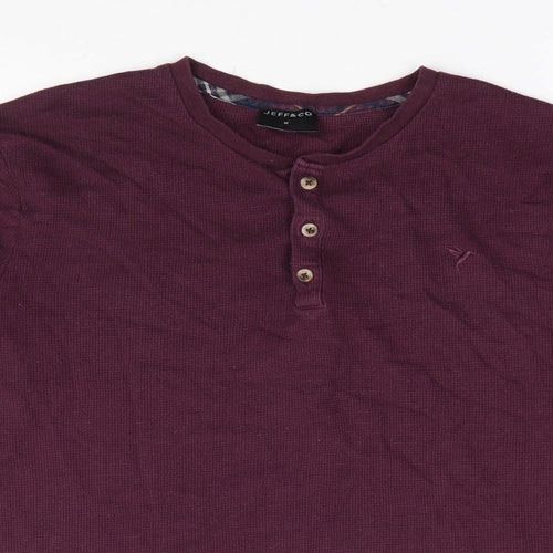 Jeff & Co Mens Purple Polyester T-Shirt Size M Henley
