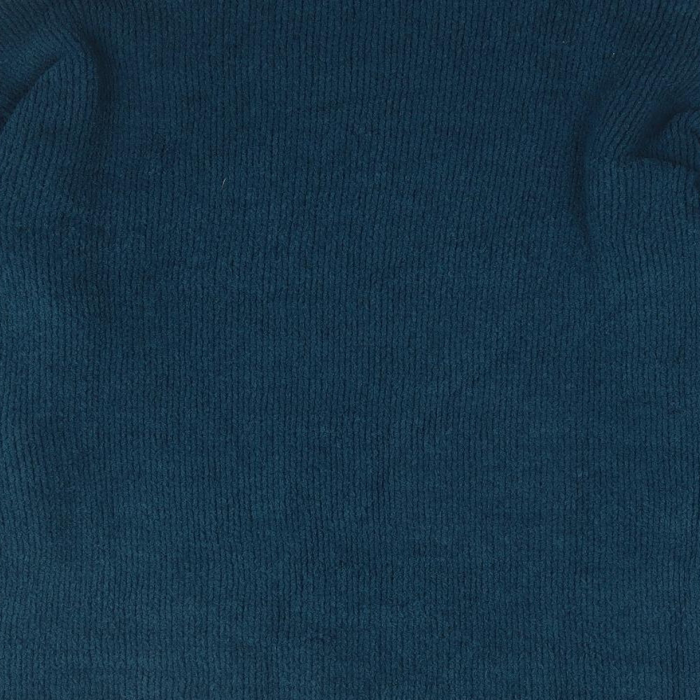 Nina Leonard Womens Green High Neck Polyester Pullover Jumper Size L