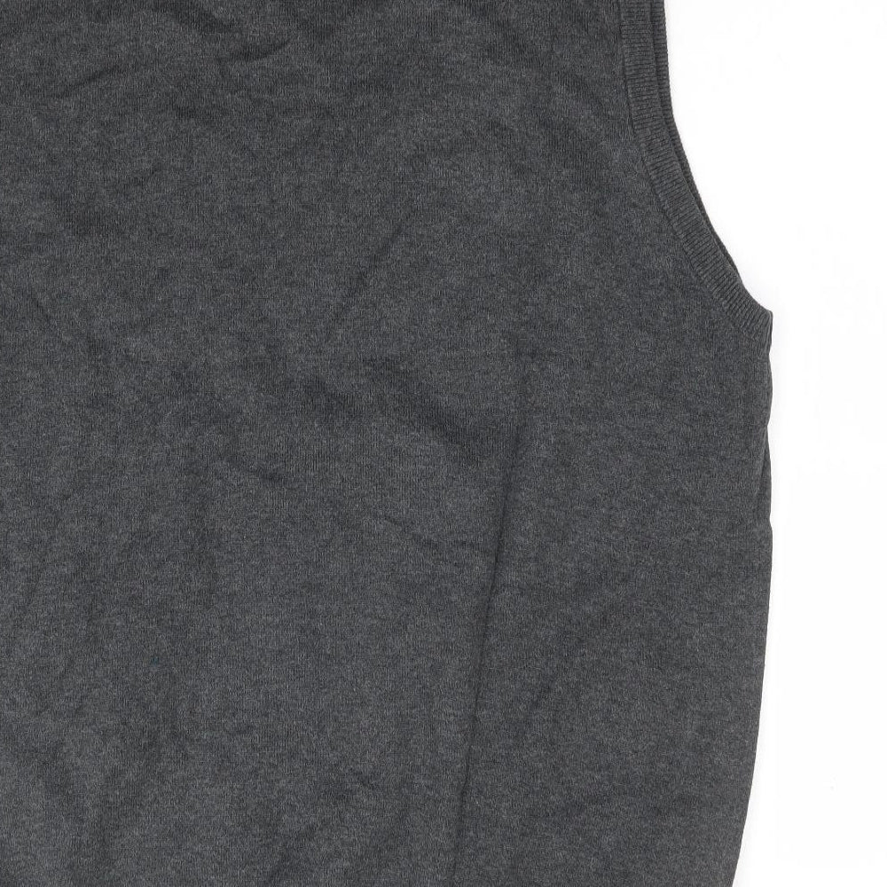 Marks and Spencer Mens Grey V-Neck Argyle/Diamond Cotton Vest Jumper Size L
