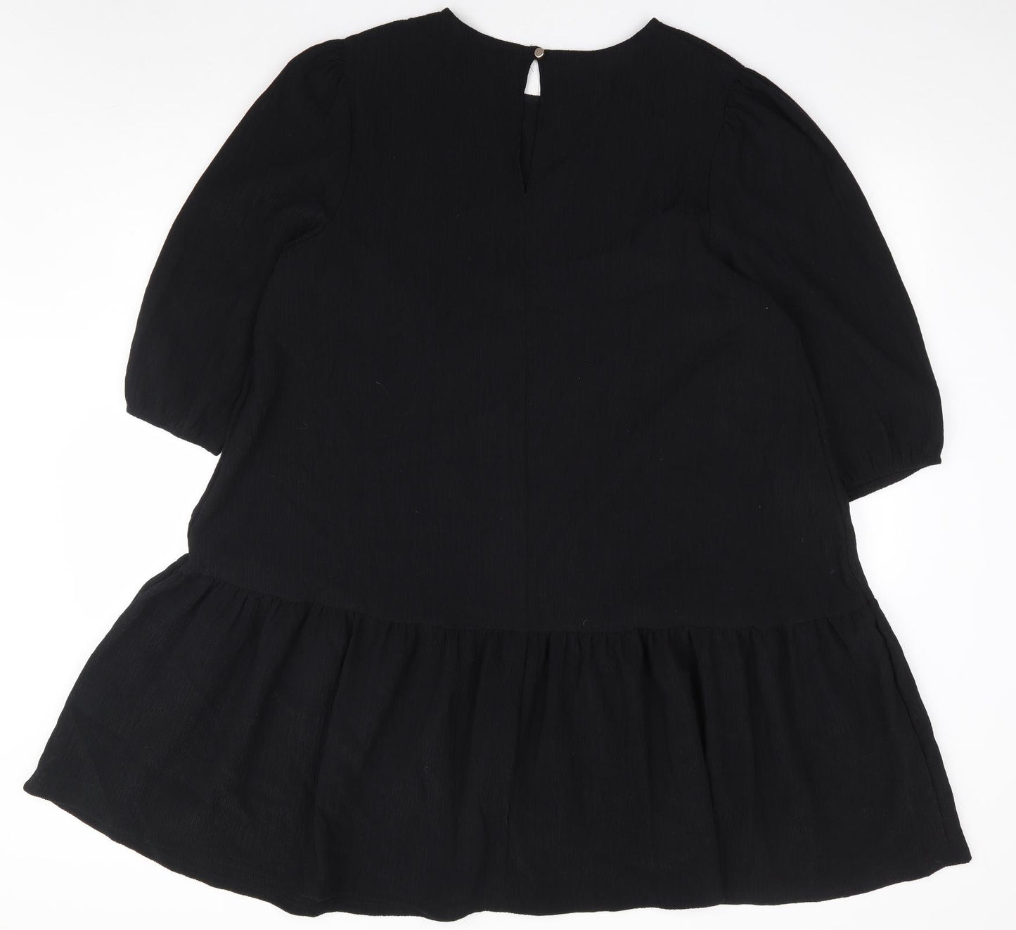 Primark Womens Black Polyester A-Line Size 18 Round Neck Button