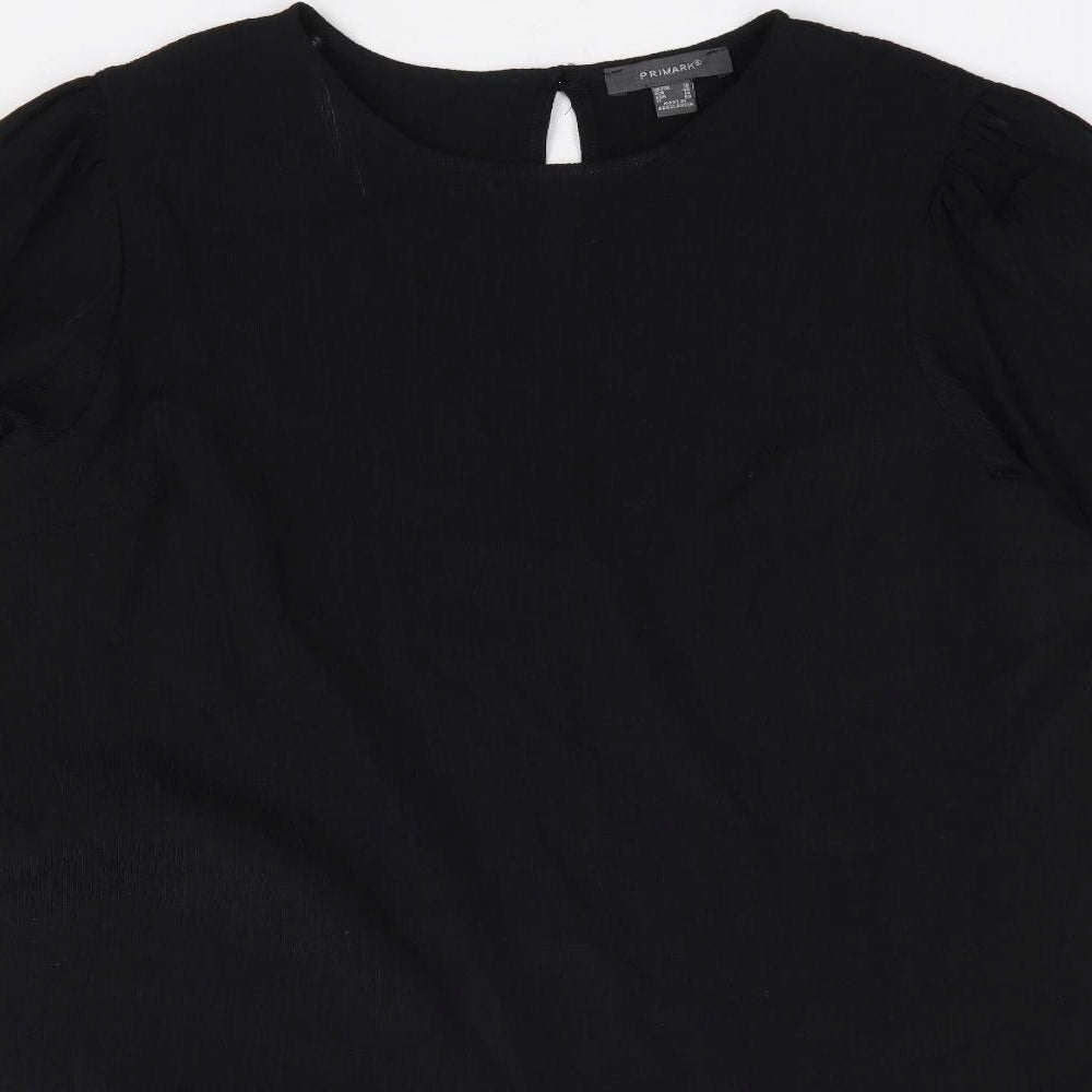Primark Womens Black Polyester A-Line Size 18 Round Neck Button
