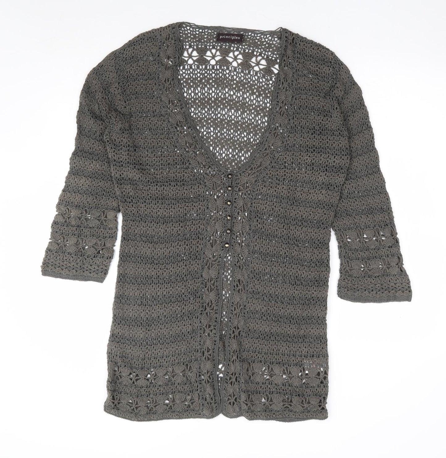 Principles Womens Green V-Neck Viscose Cardigan Jumper Size XL