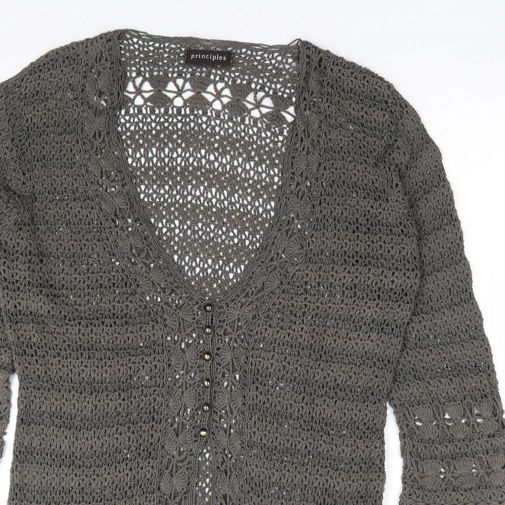 Principles Womens Green V-Neck Viscose Cardigan Jumper Size XL