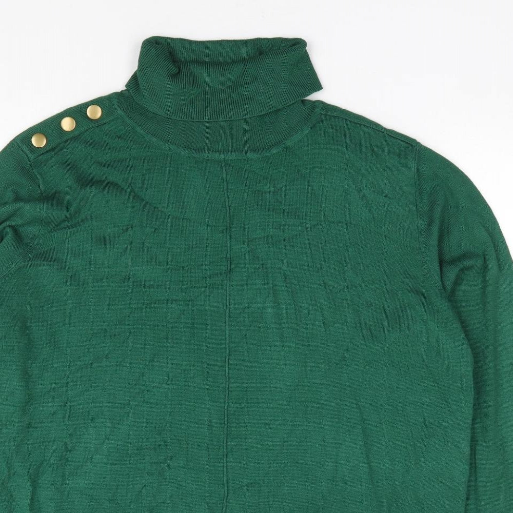 Wallis Womens Green Roll Neck Viscose Pullover Jumper Size 18