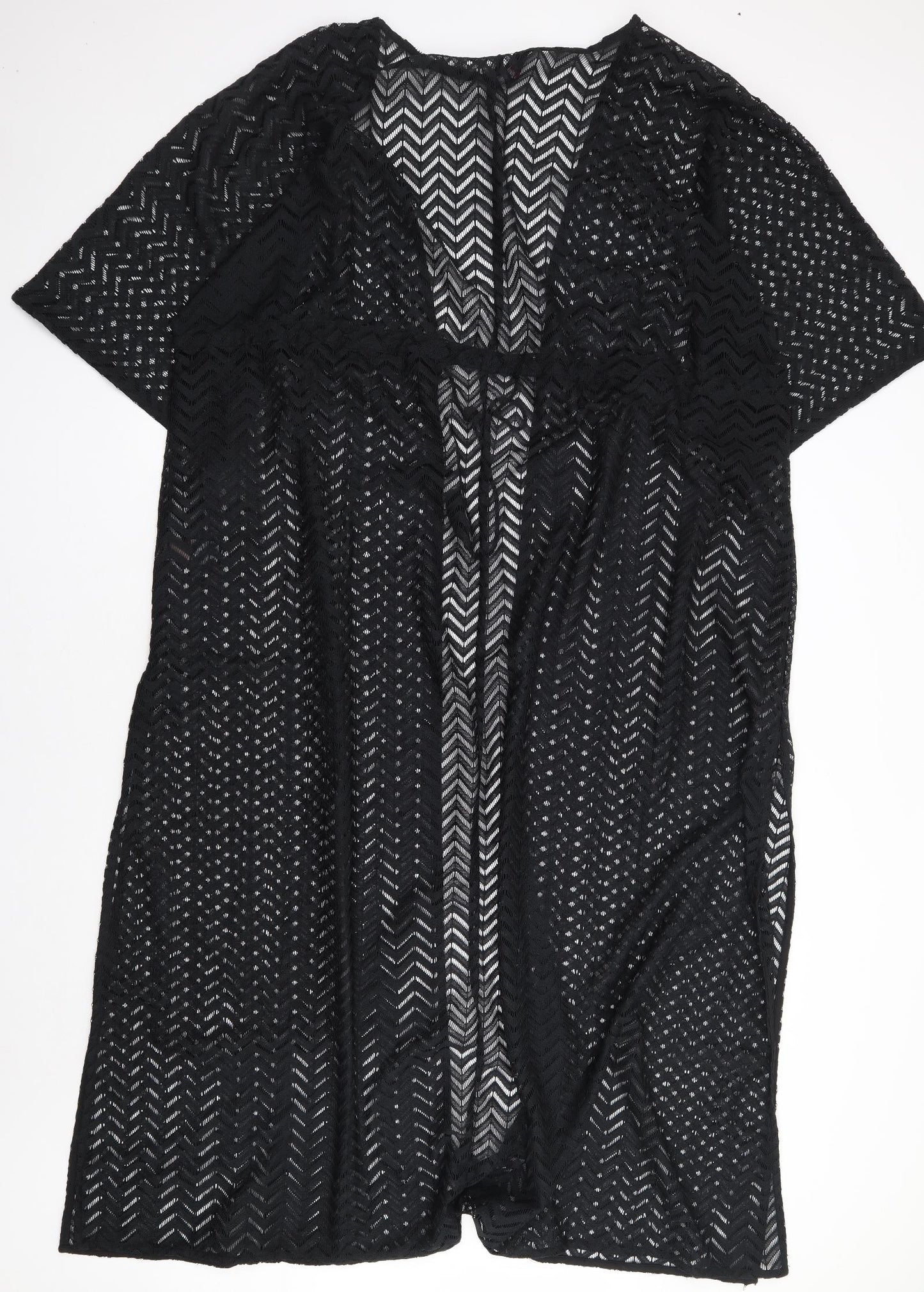 Yours Womens Black Striped Polyester Cover Up Size 24 - Tie Front