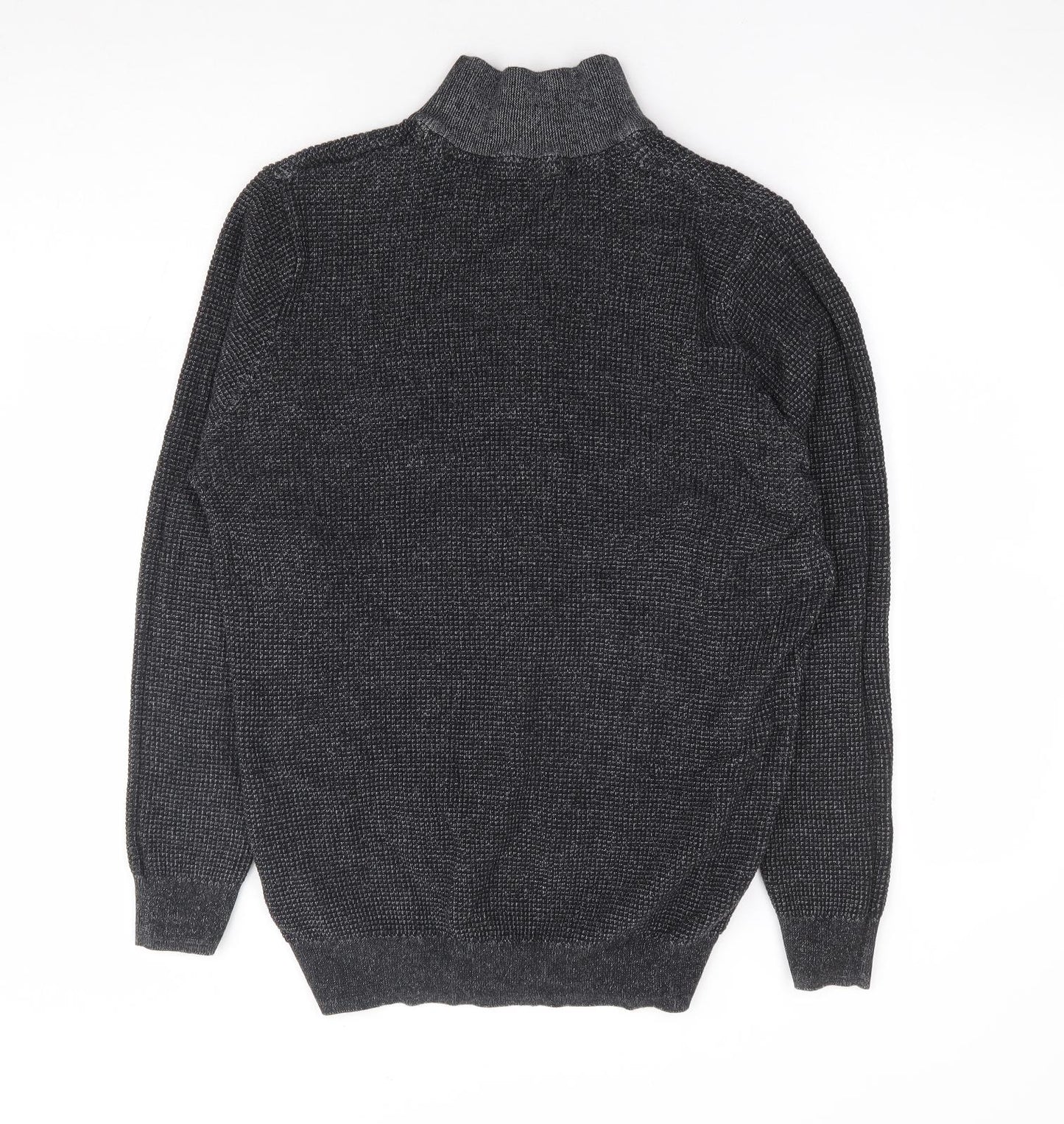 TU Mens Grey High Neck Cotton Pullover Jumper Size M