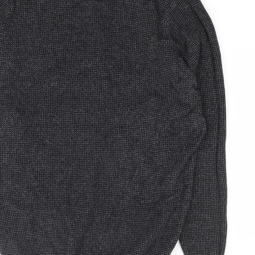 TU Mens Grey High Neck Cotton Pullover Jumper Size M