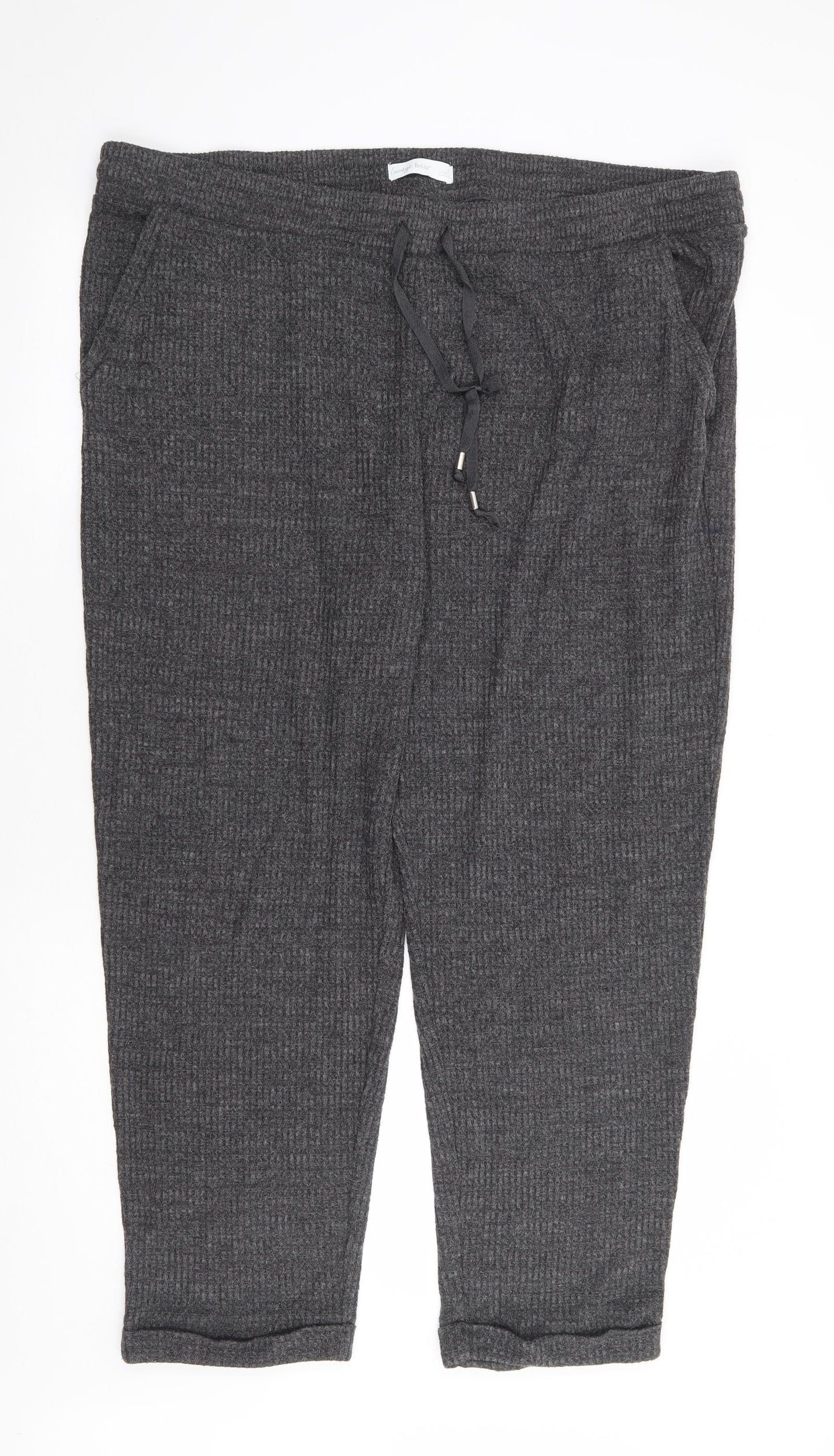 Marks and Spencer Womens Grey Viscose Sweatpants Trousers Size 22 L29 in Regular Drawstring - Lounge Pants