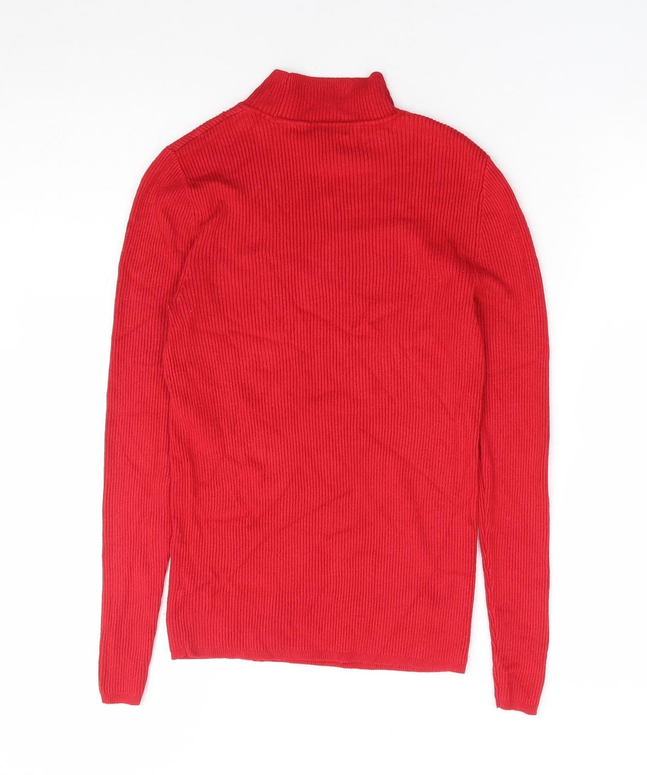 George Womens Red Mock Neck Viscose Pullover Jumper Size 10 - Ribbed