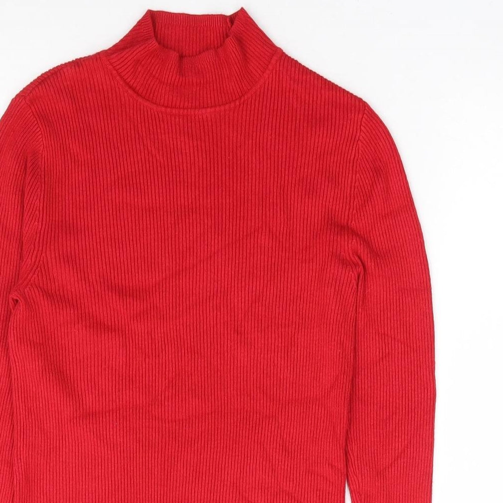 George Womens Red Mock Neck Viscose Pullover Jumper Size 10 - Ribbed