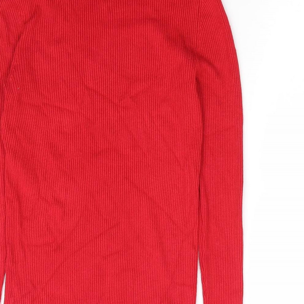 George Womens Red Mock Neck Viscose Pullover Jumper Size 10 - Ribbed