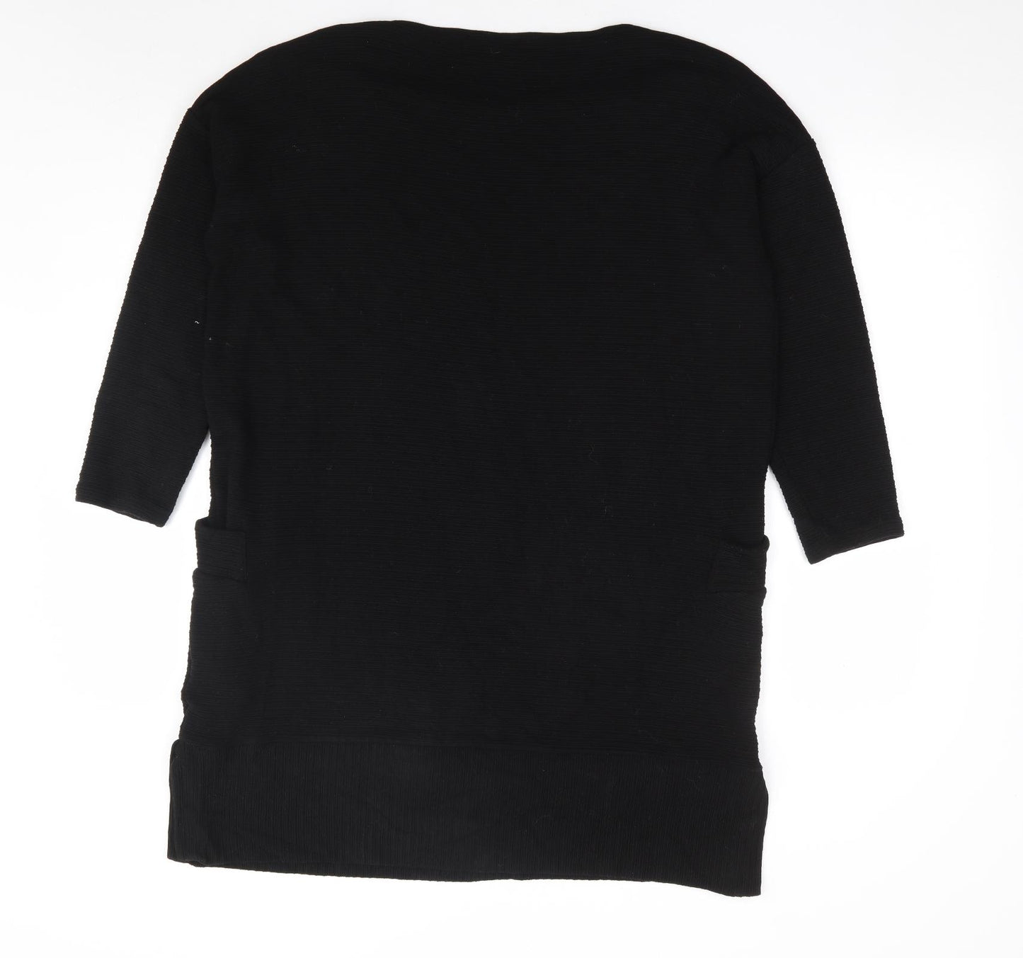 Great Plains London Womens Black Striped Viscose Shift Size 14 Round Neck Pullover