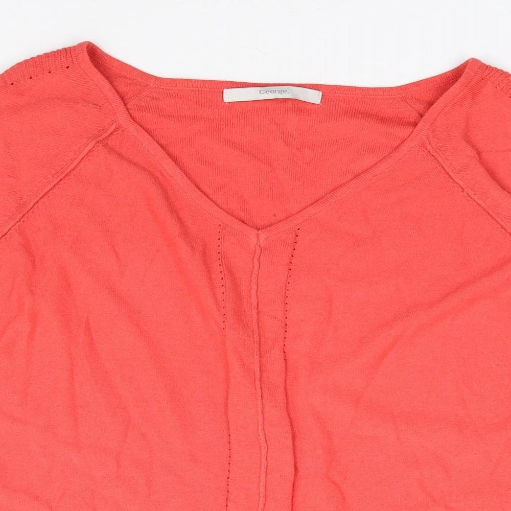 George Womens Red V-Neck Viscose Pullover Jumper Size 18 - Tie Front