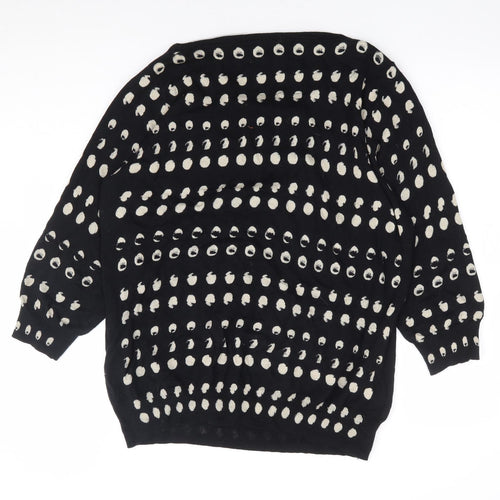 NEXT Womens Black Round Neck Geometric Cotton Pullover Jumper Size 18