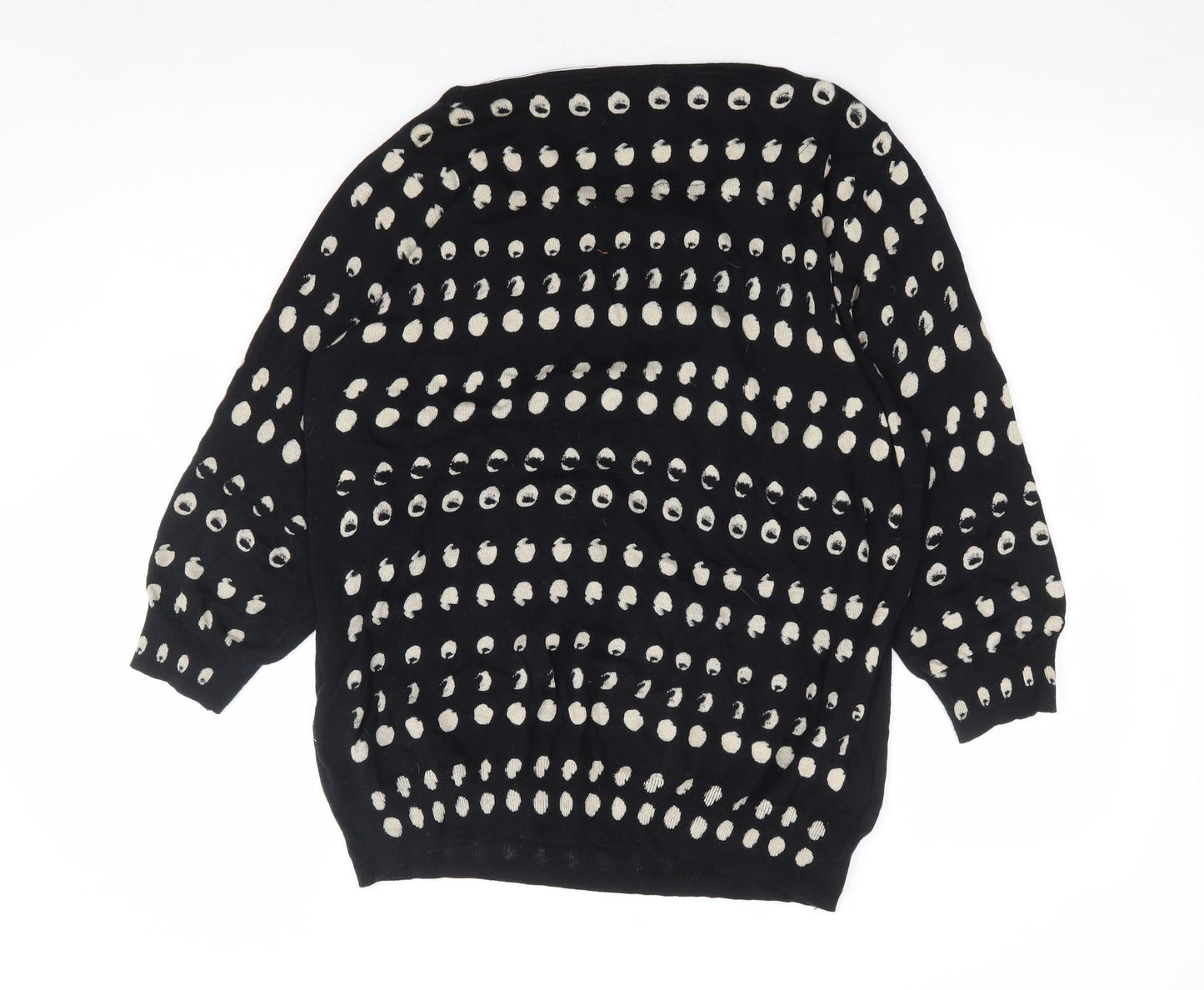 NEXT Womens Black Round Neck Geometric Cotton Pullover Jumper Size 18