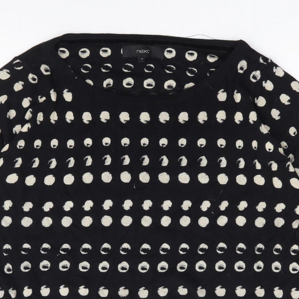 NEXT Womens Black Round Neck Geometric Cotton Pullover Jumper Size 18
