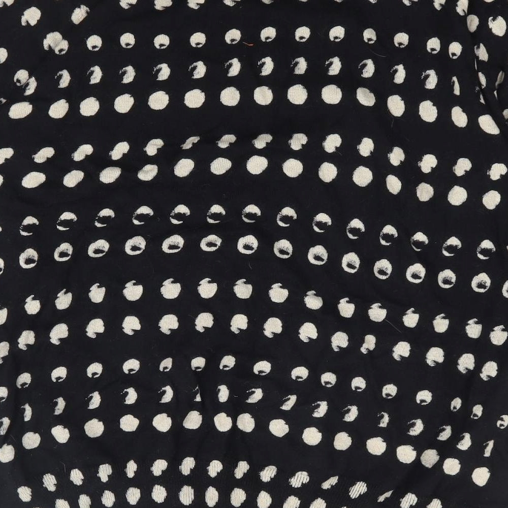 NEXT Womens Black Round Neck Geometric Cotton Pullover Jumper Size 18