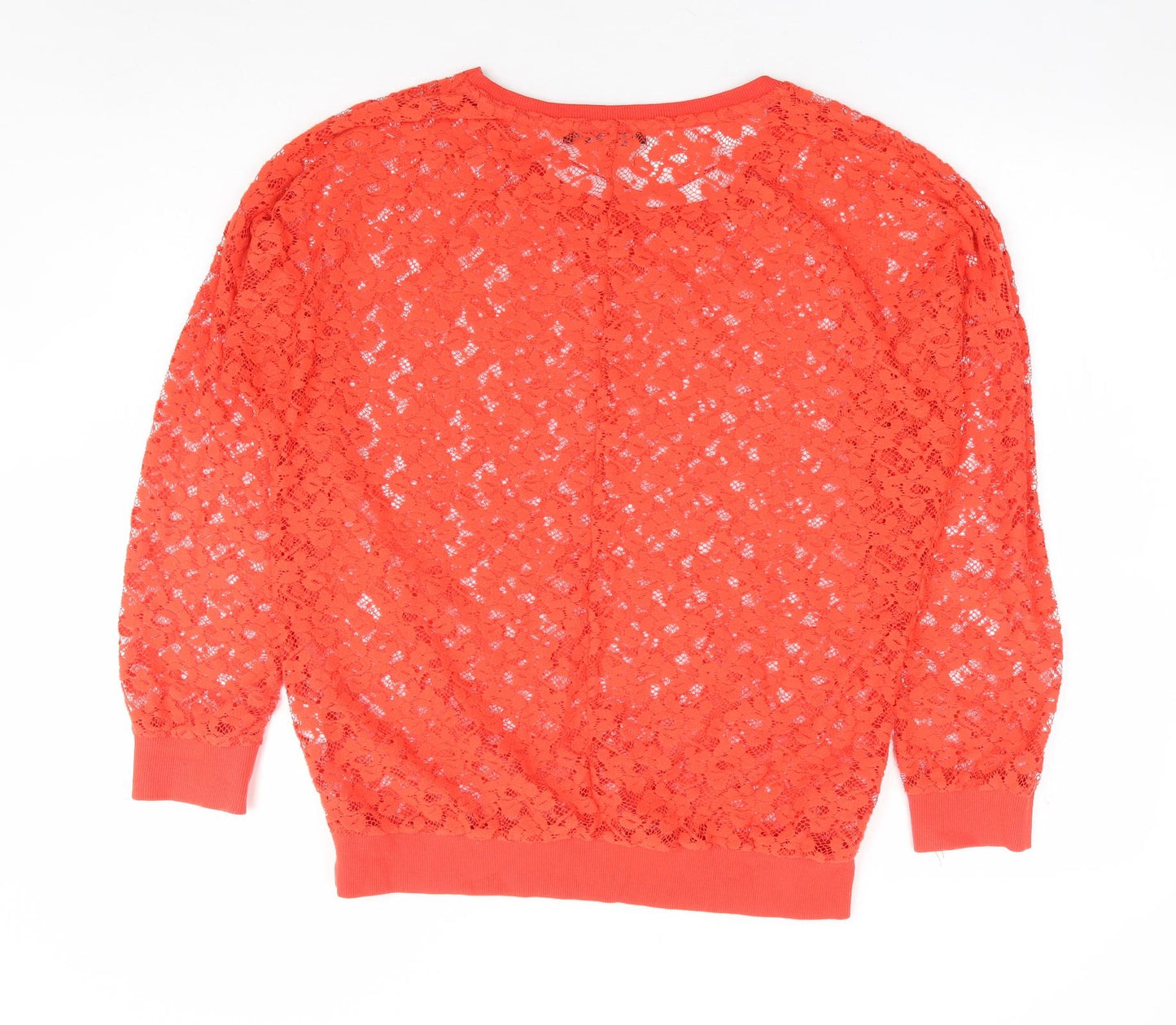 Primark Womens Orange Floral Polyester Pullover Sweatshirt Size 12 Pullover