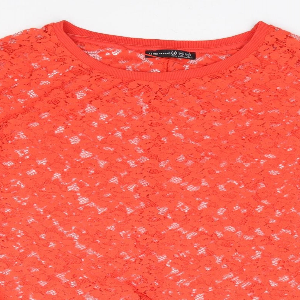 Primark Womens Orange Floral Polyester Pullover Sweatshirt Size 12 Pullover