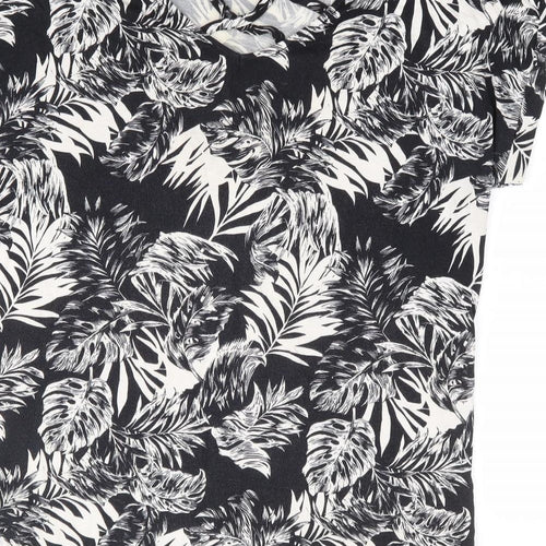 Peacocks Womens Black Geometric Viscose Basic T-Shirt Size 18 Round Neck - Cut Out Back Detail