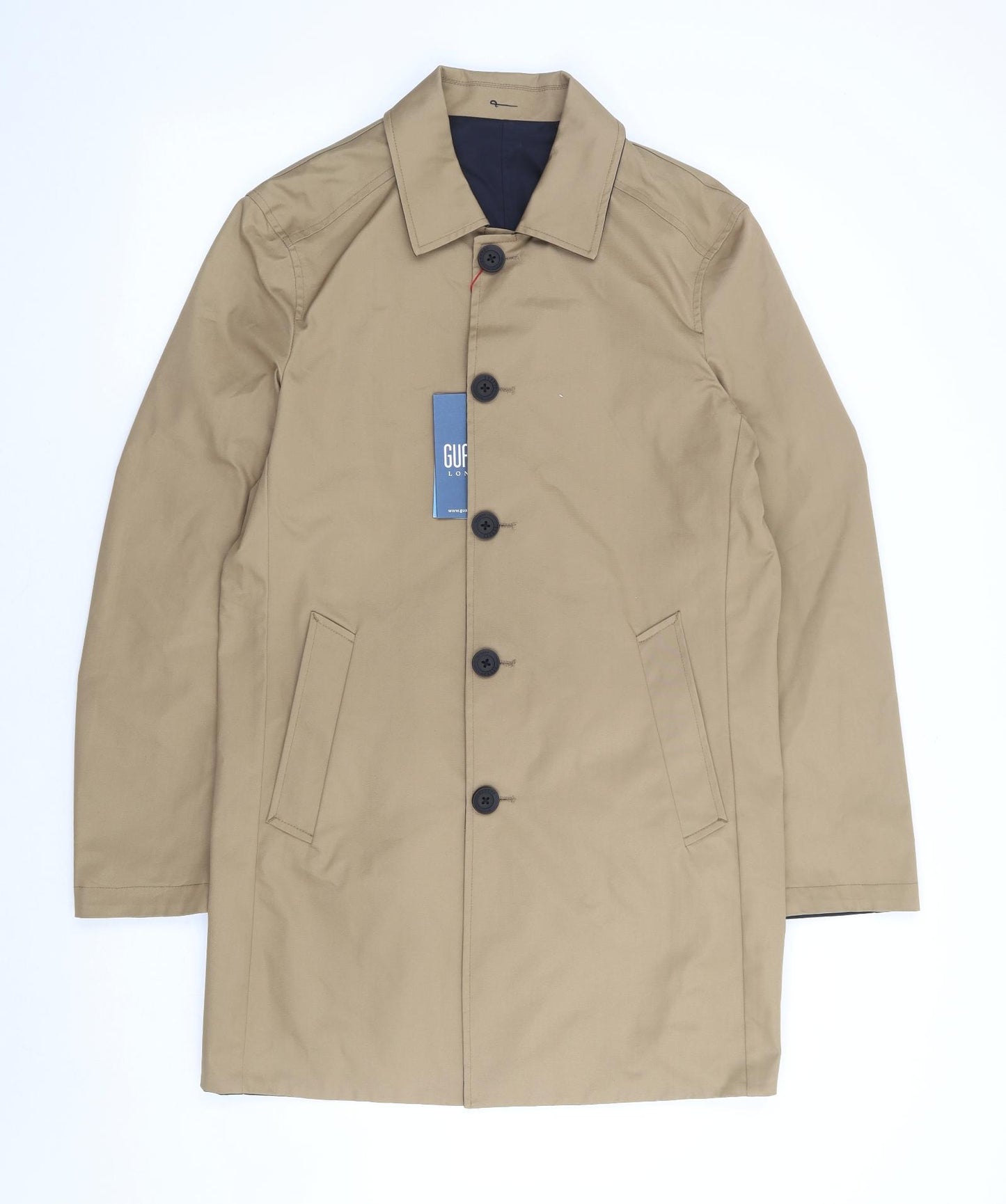 Guards London Mens Beige Overcoat Coat Size 36 Button