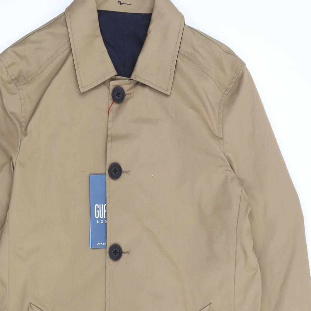 Guards London Mens Beige Overcoat Coat Size 36 Button