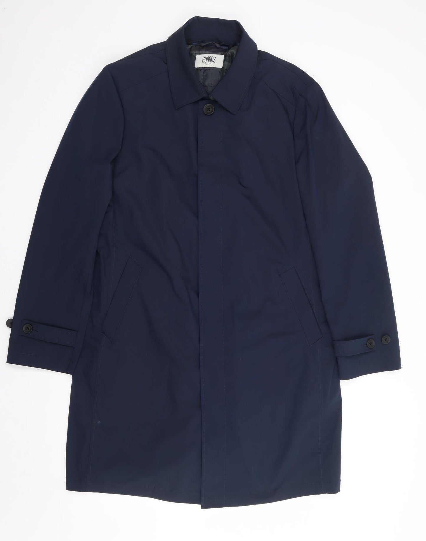 Guards London Mens Blue Overcoat Coat Size 42 Button