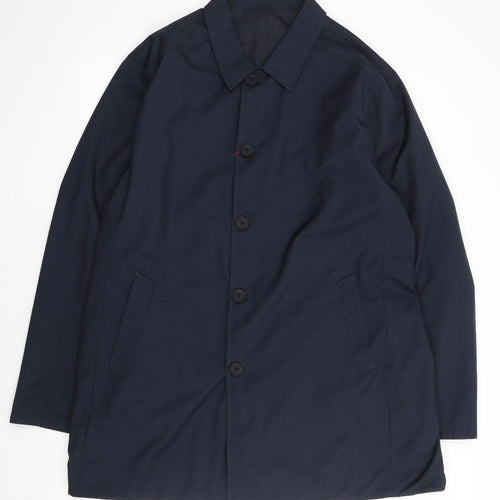 Guards Of London Mens Blue Check Overcoat Coat Size 48 Button