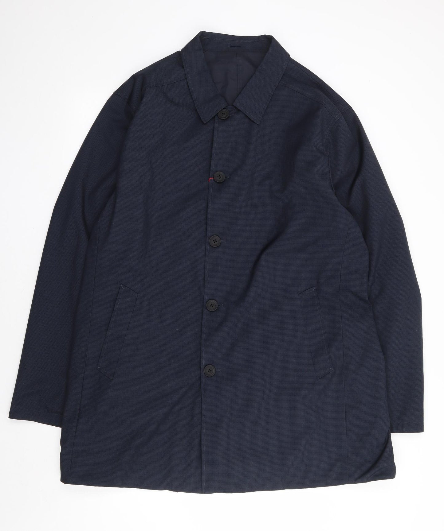 Guards Of London Mens Blue Check Overcoat Coat Size 48 Button