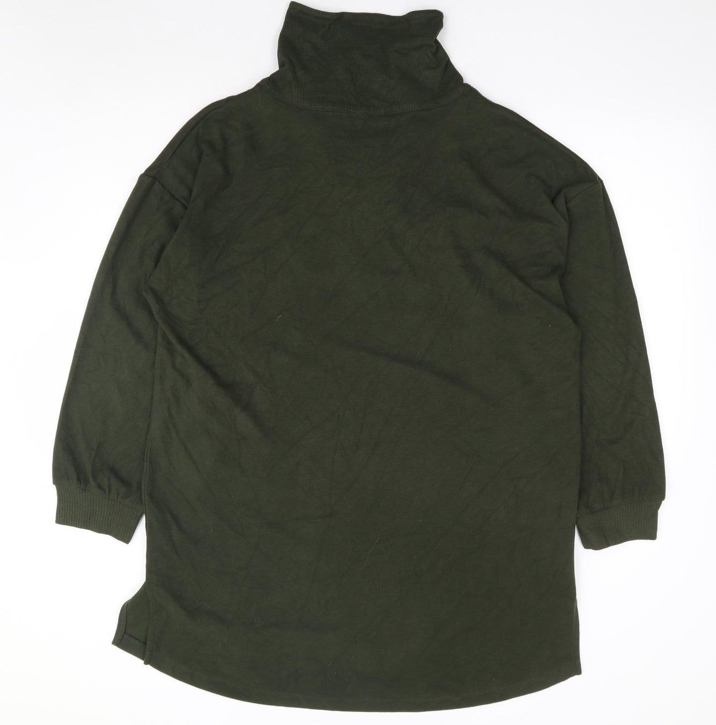 F&F Womens Green High Neck Polyester Tunic Jumper Size 18