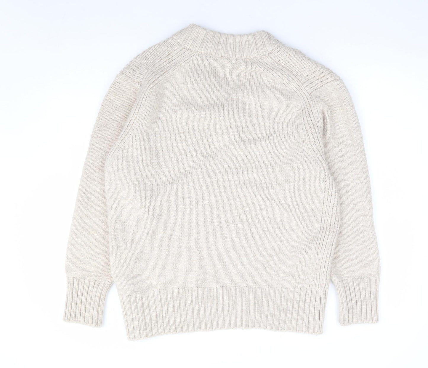 NEXT Womens Beige V-Neck Acrylic Pullover Jumper Size XS