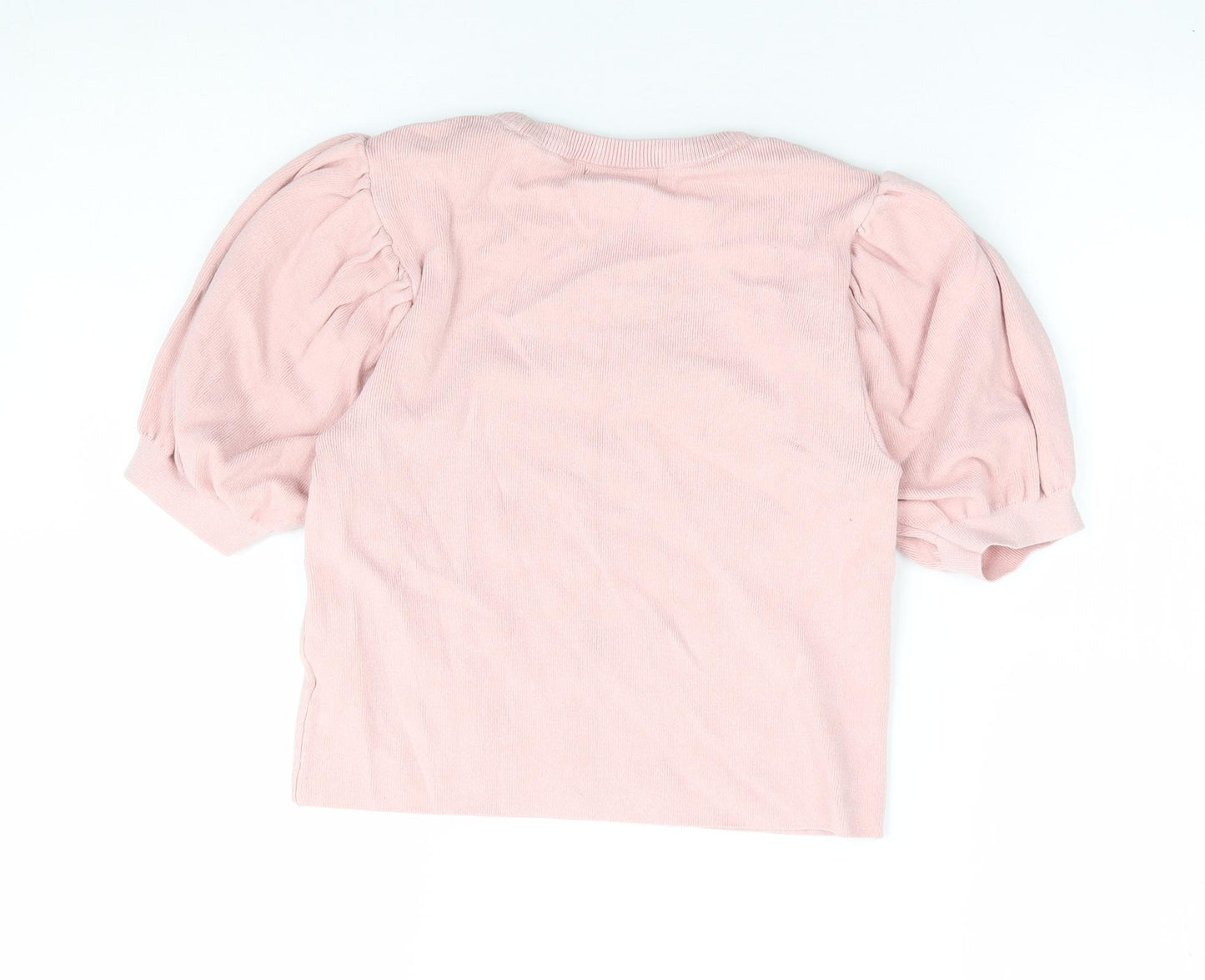 Primark Womens Pink Round Neck Viscose Pullover Jumper Size 10 - Puff Sleeve