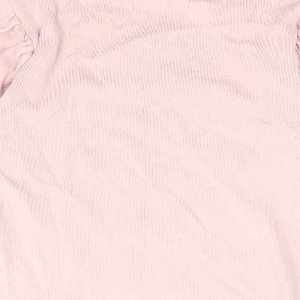Primark Womens Pink Round Neck Viscose Pullover Jumper Size 10 - Puff Sleeve