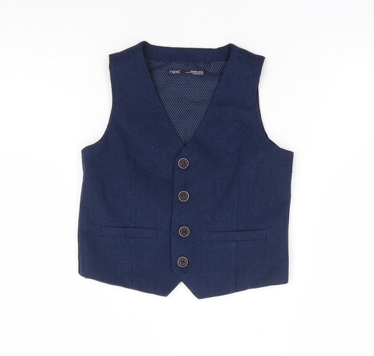 NEXT Boys Blue Jacket Waistcoat Size 2-3 Years Button