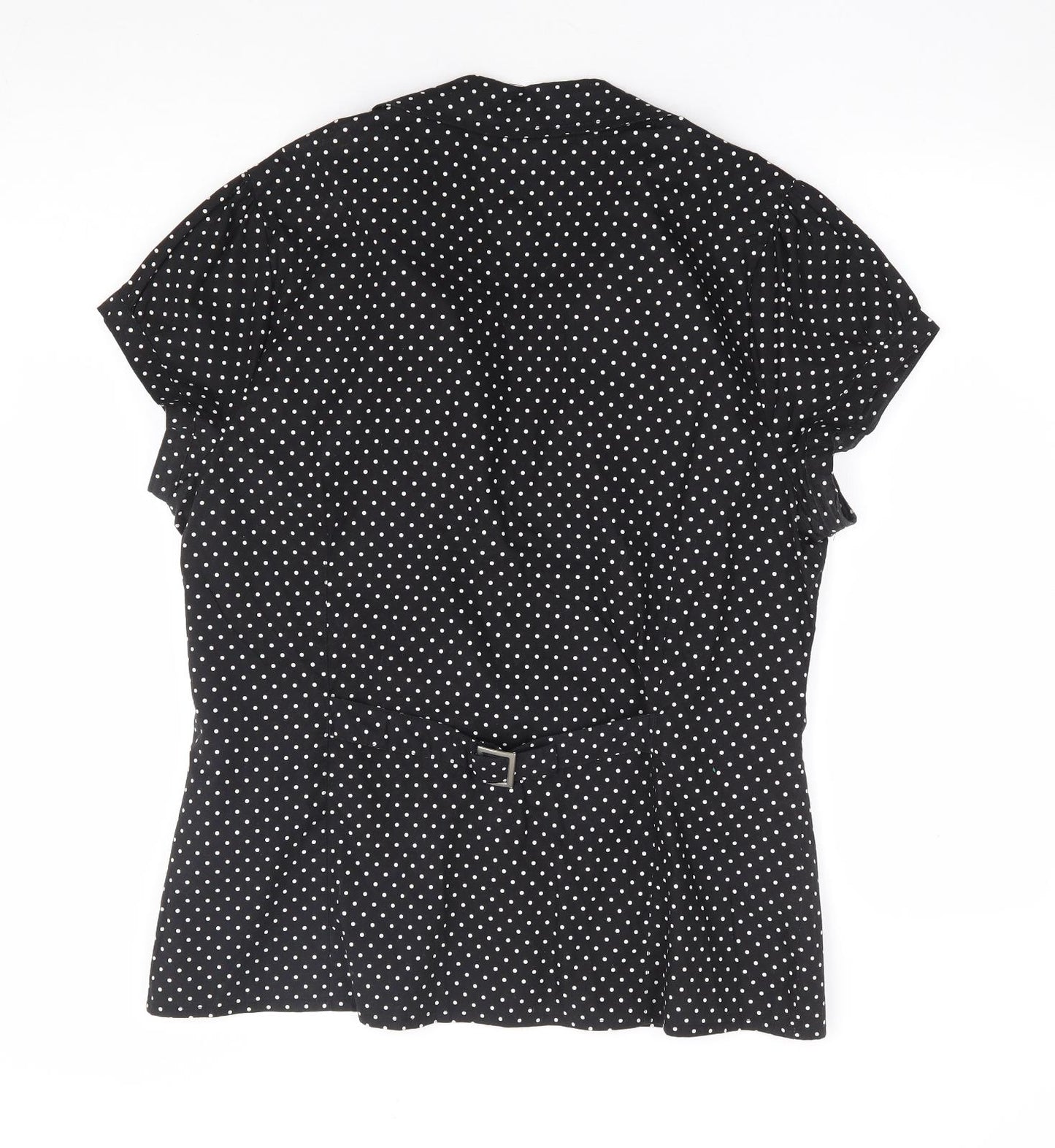 New Look Womens Black Polka Dot Cotton Basic Button-Up Size 18 Collared