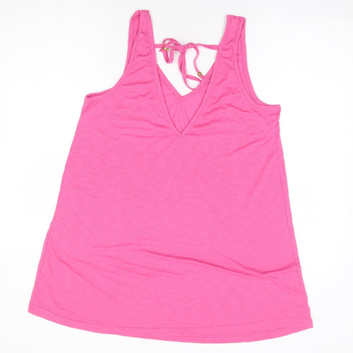 Preworn Womens Pink Polyester Basic Tank Size S V-Neck