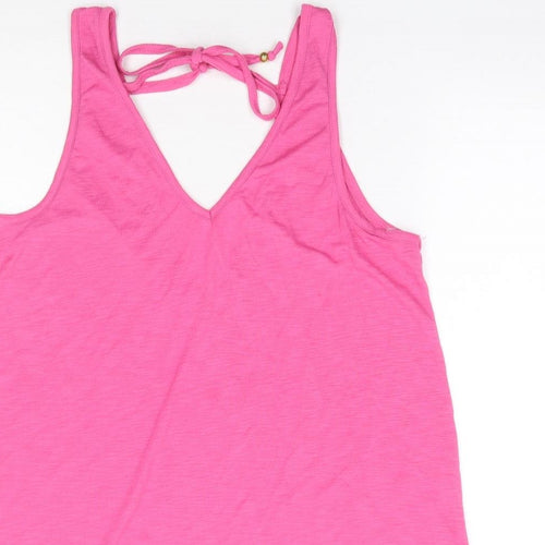 Preworn Womens Pink Polyester Basic Tank Size S V-Neck