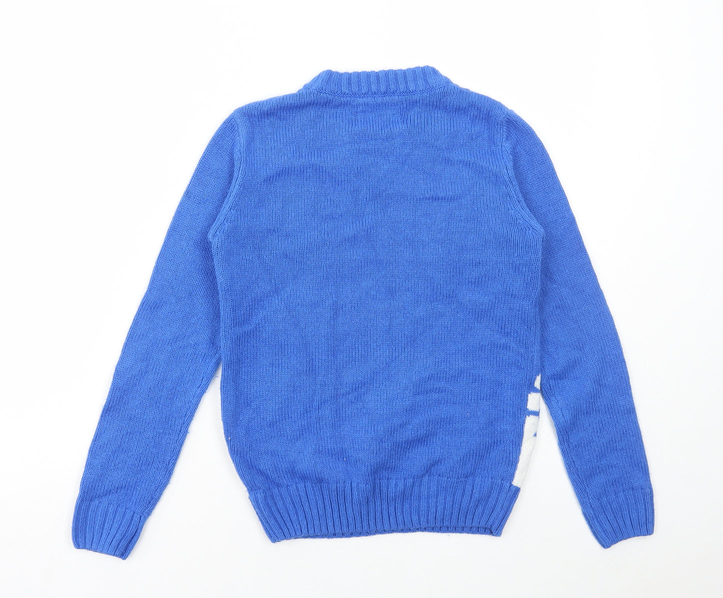Matalan Boys Blue Round Neck Acrylic Pullover Jumper Size 10 Years Pullover - Snowman Christmas