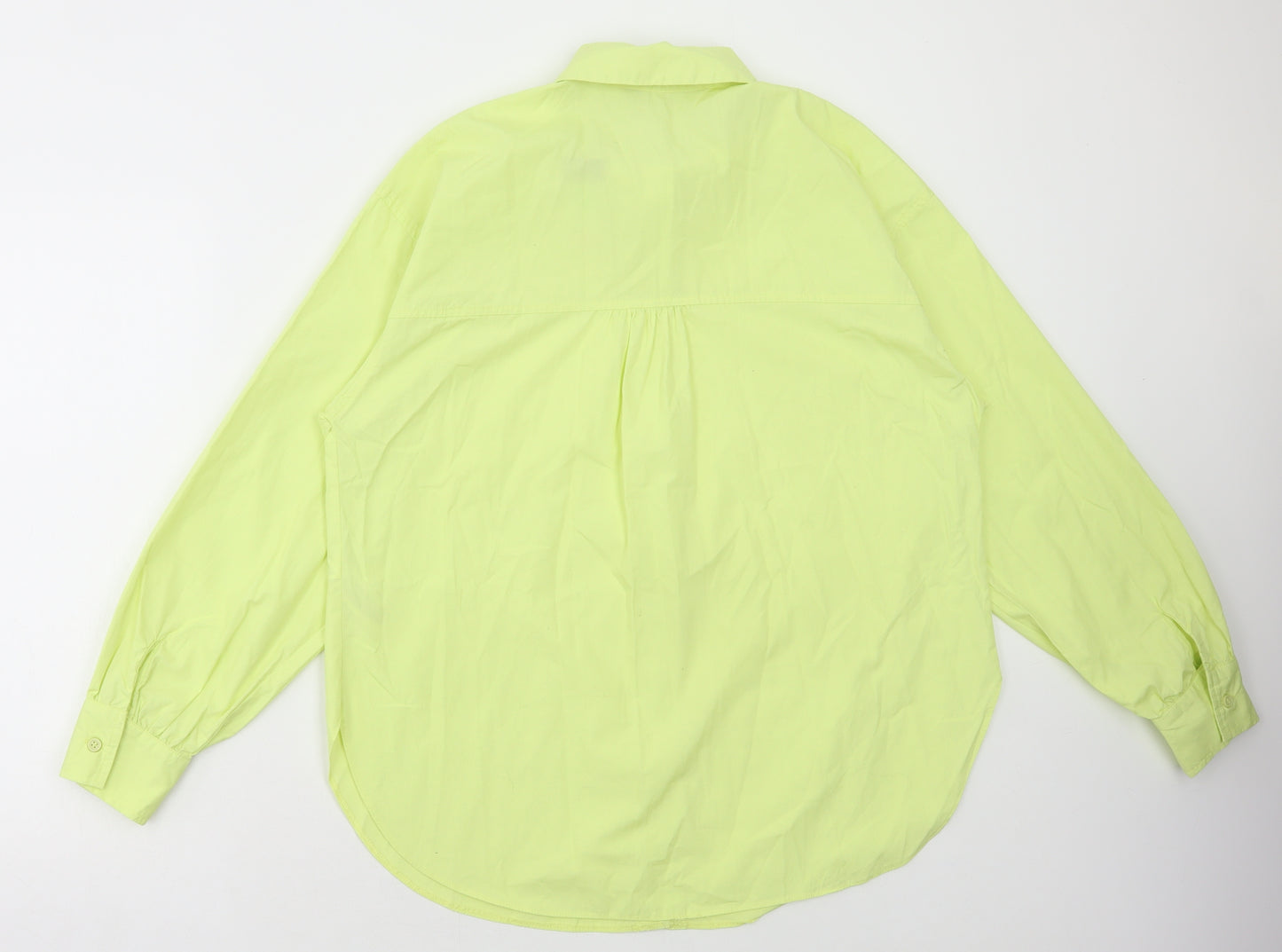 Primark Womens Yellow Cotton Basic Button-Up Size M Collared