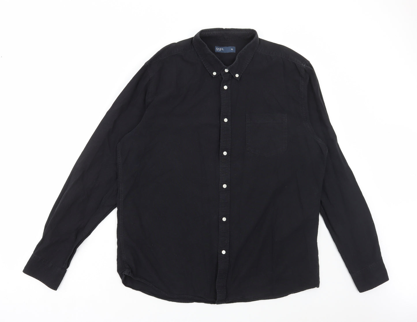 Matalan Mens Black Cotton Button-Up Size XL Collared Button