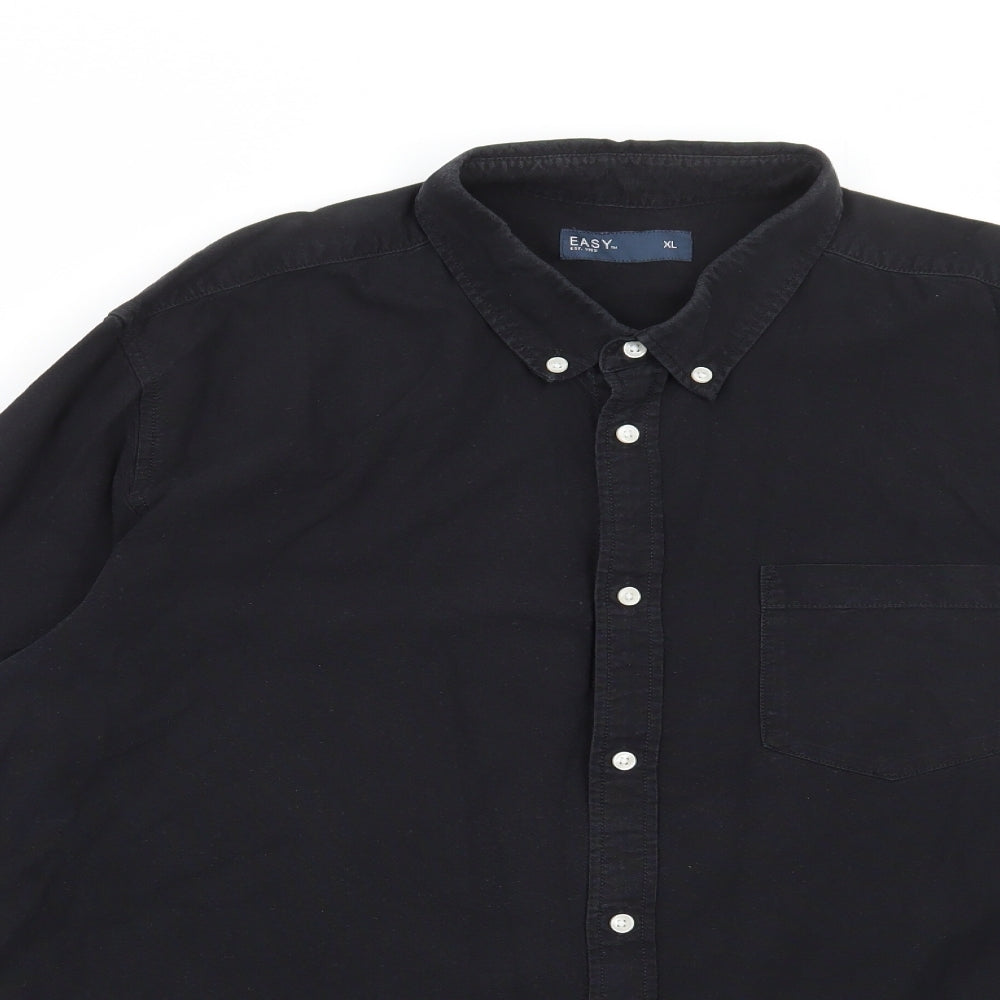 Matalan Mens Black Cotton Button-Up Size XL Collared Button