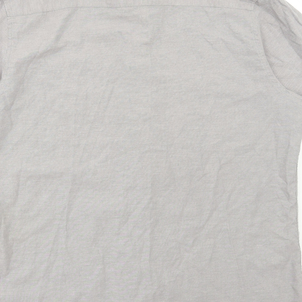 Firetrap Mens Grey Cotton Button-Up Size 2XL Collared Button