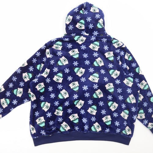 Adore Womens Blue Geometric Polyester Top Robe Size XL Zip - Polar Bear Lounge Top