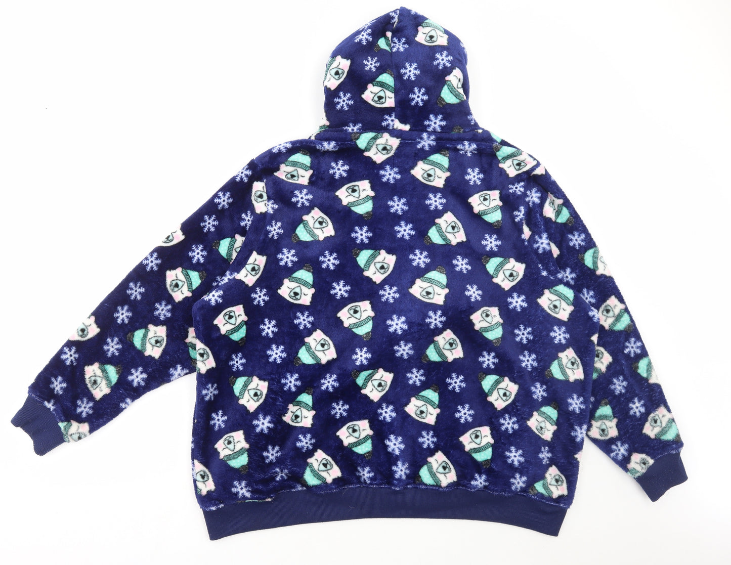 Adore Womens Blue Geometric Polyester Top Robe Size XL Zip - Polar Bear Lounge Top