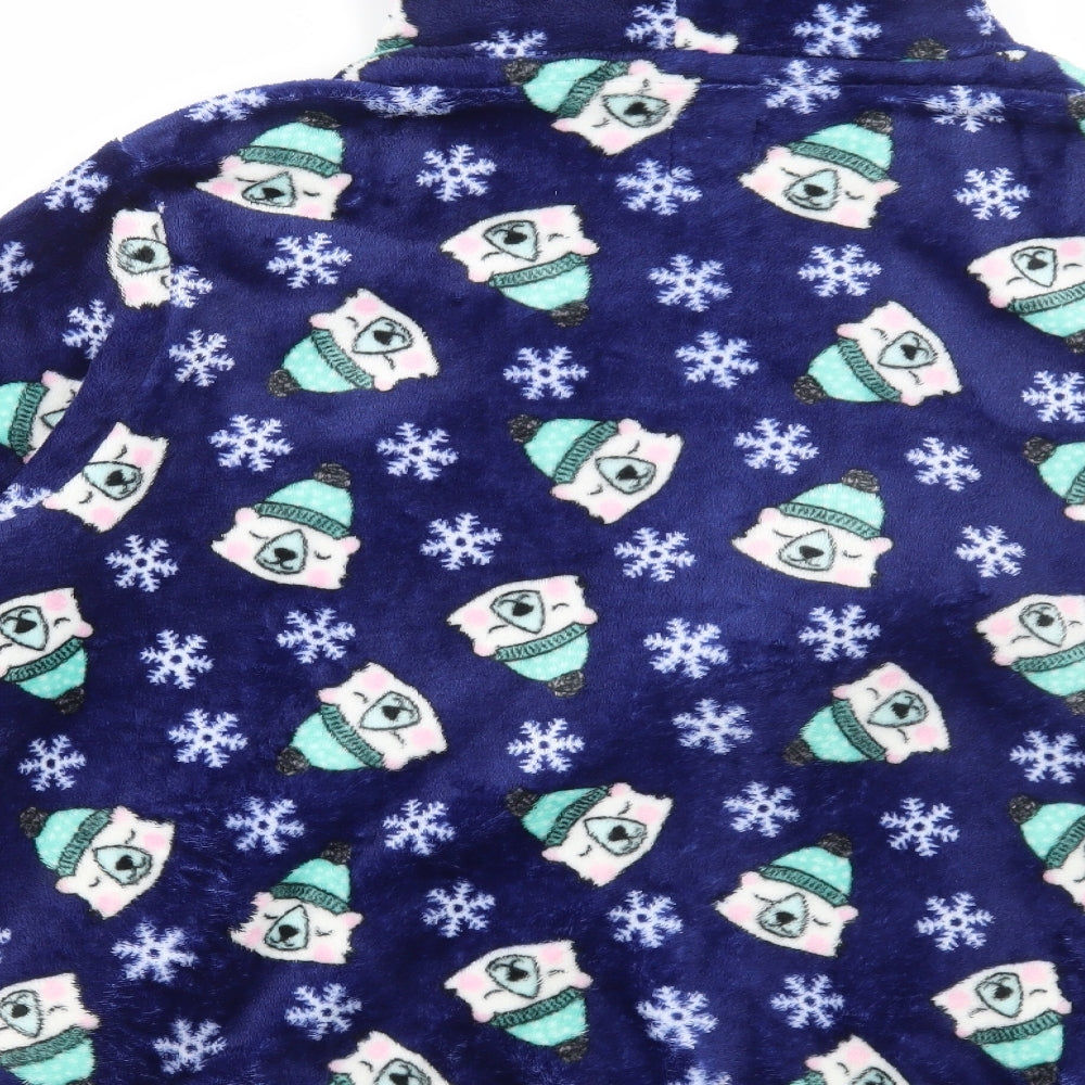 Adore Womens Blue Geometric Polyester Top Robe Size XL Zip - Polar Bear Lounge Top